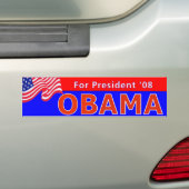 Obama 08 Rood Bumpersticker (Op auto)