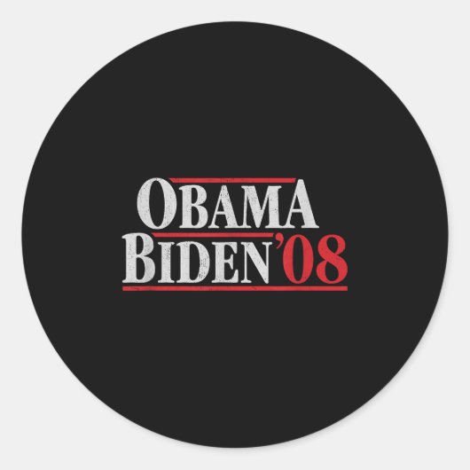 Obama 08 Shirt - Retrocampagne Obama Biden Ronde Sticker (Voorkant)