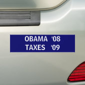 OBAMA '08BELASTINGEN '09 BUMPERSTICKER (Op auto)