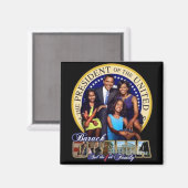 OBAMA-1E FAMILIE-Vierkante magneet (Voorkant / Achterkant)