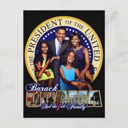 OBAMA-1ST FAMILIE-Briefkaart Briefkaart (Voorkant)