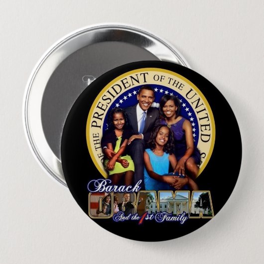 OBAMA-1ST FAMILIE-Round Button (Voorkant /achterkant)