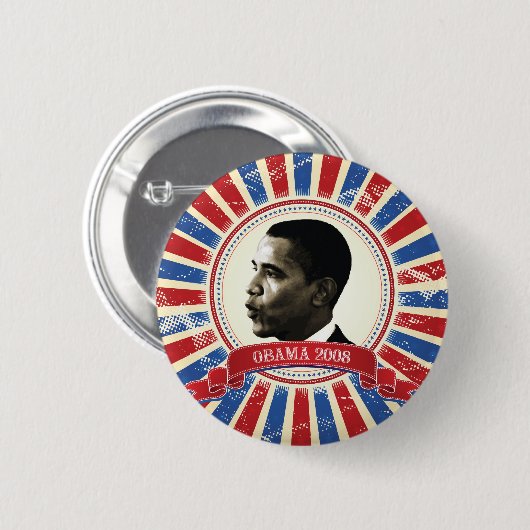 Obama 2008 Circle Burst Button 61027 (Voorkant /achterkant)