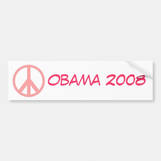 Obama 2008 roze Bumpersticker voor de vrede (Voorkant)