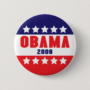 Obama 2008 Stars & Bars Button 61017