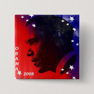 Obama 2008 vierkante button 5,1 cm