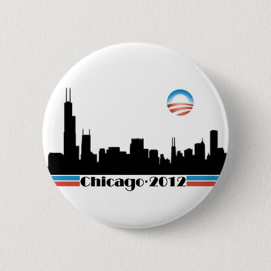 Obama 2012 - Chicago Skyline Ronde Button 5,7 Cm (Voorkant)