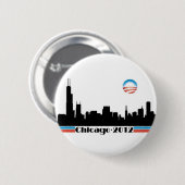 Obama 2012 - Chicago Skyline Ronde Button 5,7 Cm (Voorkant /achterkant)