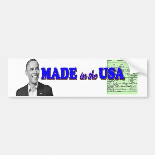 Obama 2012 Made in USA Bumpersticker (Voorkant)