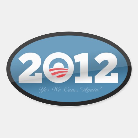 Obama 2012 Officiële Logo Ovale Sticker (Voorkant)