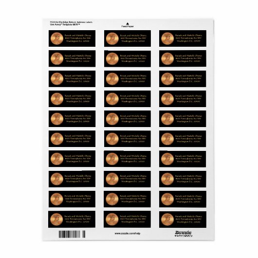 Obama 2012 Penny Etiket (Full Sheet)