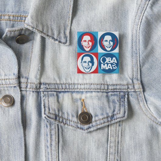 Obama 2012 Pop Art Square Button (In situ)
