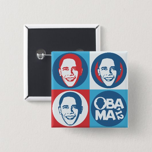Obama 2012 Pop Art Square Button (Voorkant /achterkant)