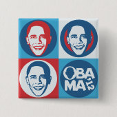 Obama 2012 Pop Art Square Button (Voorkant)