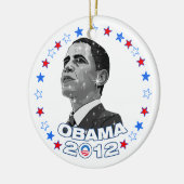 Obama 2012 - Portret & Sterren Keramisch Ornament (Links)