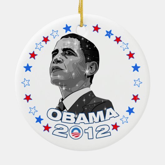 Obama 2012 - Portret & Sterren Keramisch Ornament (Achterkant)