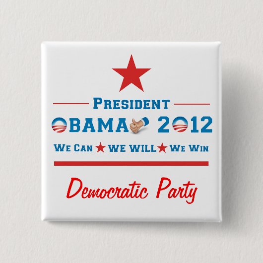 Obama 2012 vierkante button 5,1 cm (Voorkant)