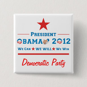Obama 2012 vierkante button 5,1 cm
