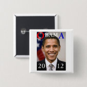 OBAMA 2012 VIERKANTE BUTTON 5,1 CM (Voorkant /achterkant)