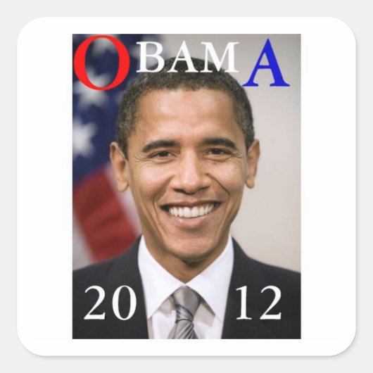 OBAMA 2012 VIERKANTE STICKER (Voorkant)