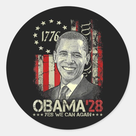 Obama 2028 _2 ronde sticker (Voorkant)