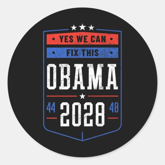 Obama 2028 44 48 Premium Ronde Sticker (Voorkant)