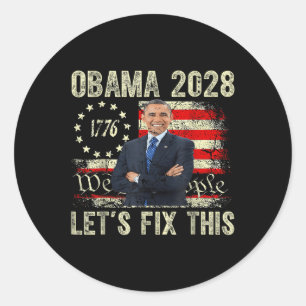 Obama 2028 gaat dit oplossen ronde sticker