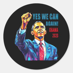 Obama 2028 Ja we kunnen weer Obama 48e President O Ronde Sticker