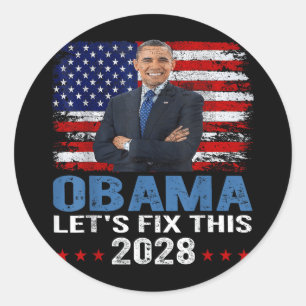 Obama 2028 laat dit oplossen 7 ronde sticker