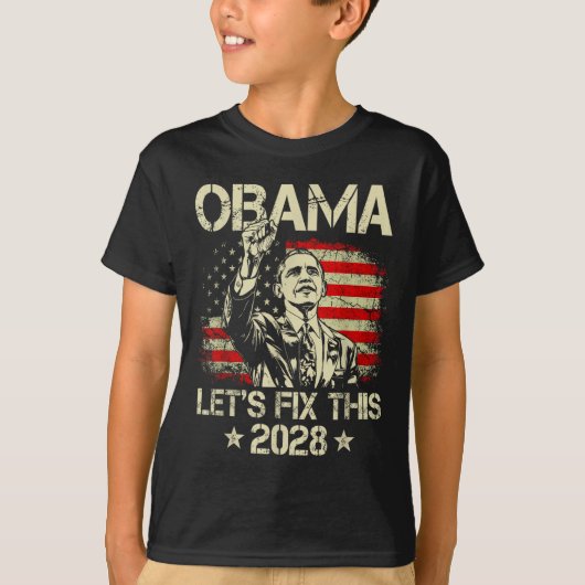 Obama 2028 Let's Fix This Obama 48th President T-shirt (Voorkant)