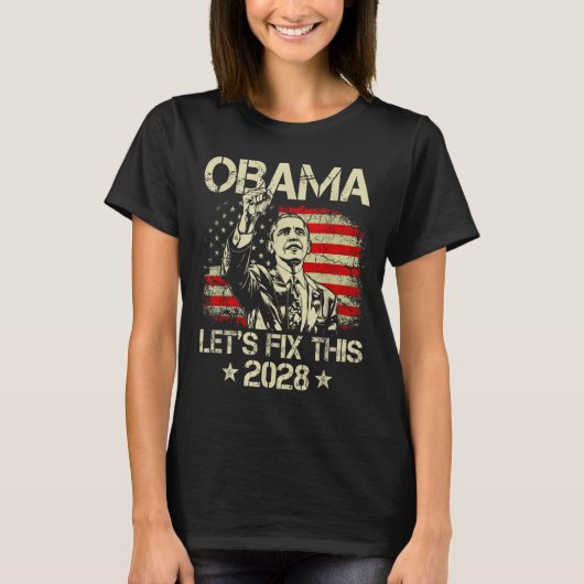 Obama 2028 Let's Fix This Obama 48th President T-shirt (Voorkant)
