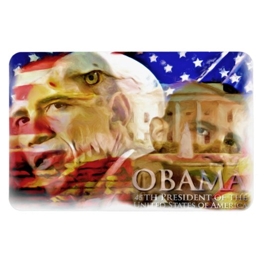 Obama,44-45e President_ PrePremium Flexi Magnet Magneet (Horizontaal)
