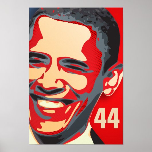 Obama - 44ste President op een Rode GIL Poster (Voorkant)