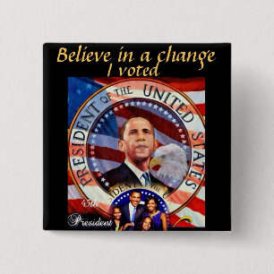 Obama,45e President van de Verenigde Staten_ Vierkante Button 5,1 Cm