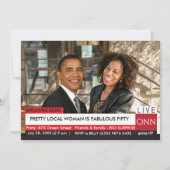 Obama 50th Birthday Weens Funny TV News Kaart (Voorkant)