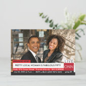 Obama 50th Birthday Weens Funny TV News Kaart (Staand voorkant)