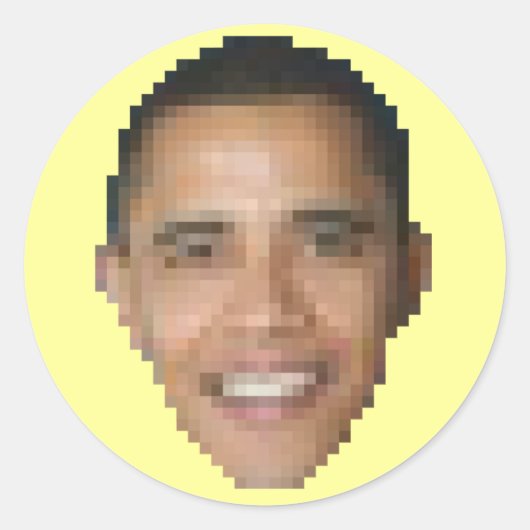 Obama (8-bits) ronde sticker (Voorkant)