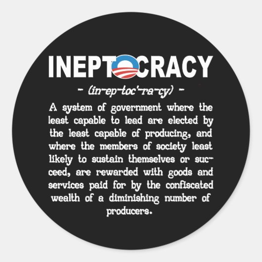 Obama Administration Inneptocracy Sticker (Voorkant)