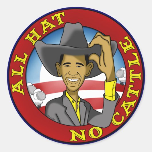 Obama all Pet No Cattle Ronde Sticker (Voorkant)