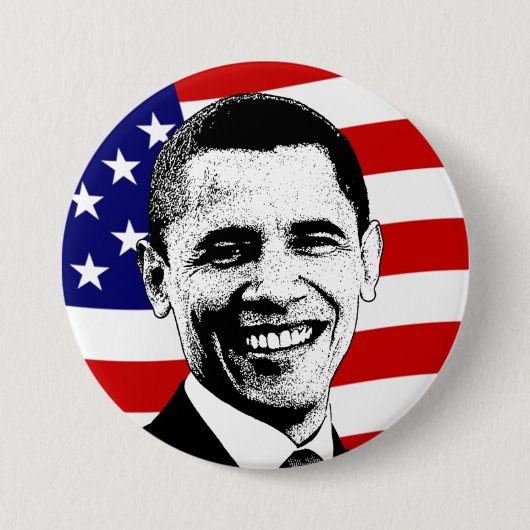 Obama Amerikaanse Vlag Knop Ronde Button 7,6 Cm (Voorkant)