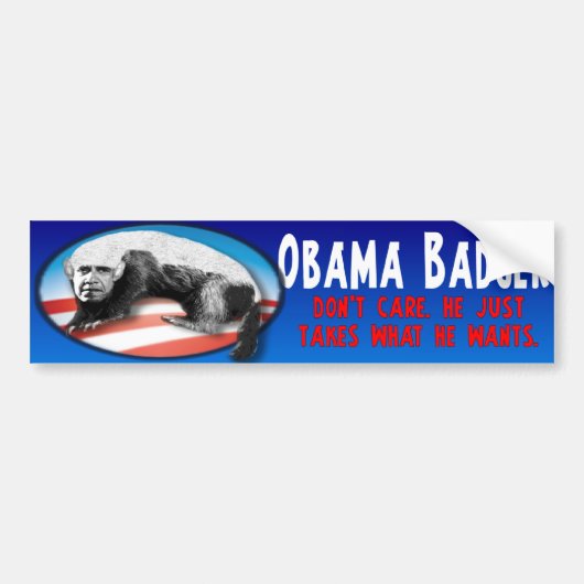 Obama Badger - neemt gewoon wat hij wil Bumpersticker (Voorkant)