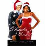 Obama - Bedankt Santa Photo Sculpture Staand Fotobeeldje<br><div class="desc">Deze feestelijke fotosculptuur van President Barack Obama en First Lady Michelle is een geweldige aanvulling op uw kerstcollectie! Creëer door Cheryl Daniels,  kunstenaar uit Chicago.</div>