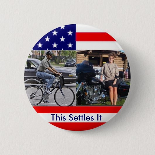 Obama Bicycle Palin Motorcyle Ronde Button 5,7 Cm (Voorkant)