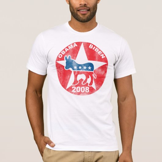 Obama Biden 08 Retro T-shirt (Voorkant)