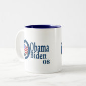 Obama Biden 08 Tweekleurige Koffiemok (Voorkant links)