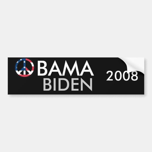 Obama Biden 2008 Peace Bumpersticker (Voorkant)