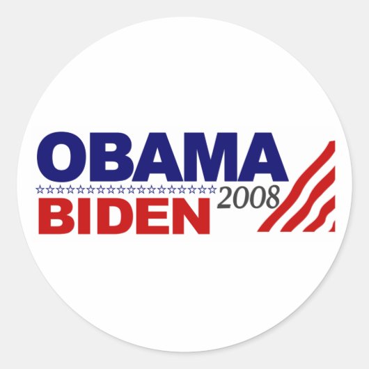 Obama Biden 2008 Ronde Sticker (Voorkant)
