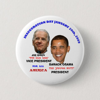 OBAMA BIDEN INAUGURATION YOUNG MUTT RONDE BUTTON 5,7 CM