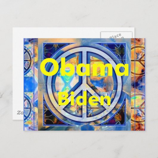Obama Biden PEACE Briefkaart (Voorkant / Achterkant)