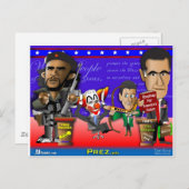 Obama Biden Romney Ryan Briefkaart (Voorkant / Achterkant)